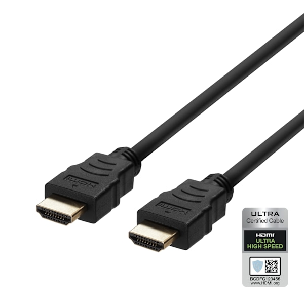 DELTACO Ultra High Speed HDMI-kabel, 3m, eARC, QMS, 8K vid 60Hz, 4K vid 120Hz, svart