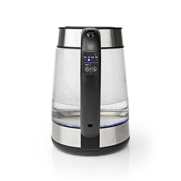 Nedis Elkedel | 1.7 l | Glas | Gennemsigtig | 60,70,80,90,100 °C | Temperaturindikator | Drejelig 360 grader | Skjult varmeelement | Strix®-controller