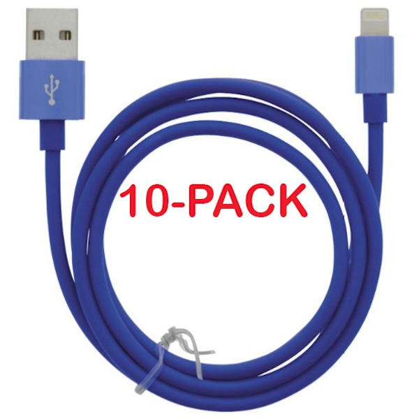 10-pack Kabel USB-A - Lightning 2.4A, 1m, Blå