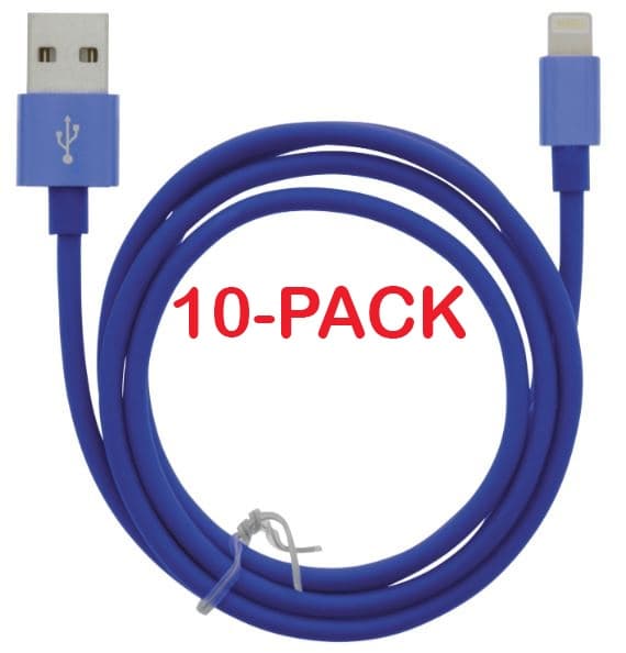 10-pakkaus USB-A - Lightning 2.4A, 1m, sininen