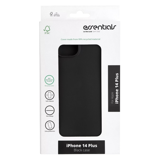 Essentials iPhone 14 Plus recycled TPU cover, black Svart