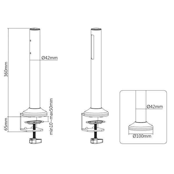 DELTACO Office, Slatwall Desk Mounting Pole