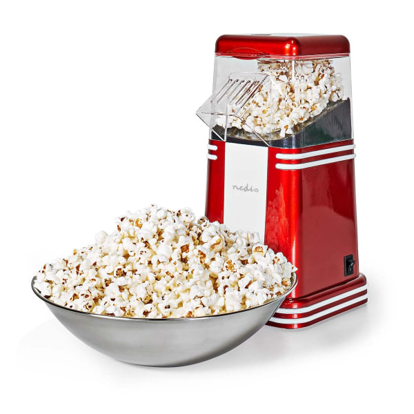 Nedis Popcorn Maskine | 1200 W | 2 - 4 min | Hvid / Rød