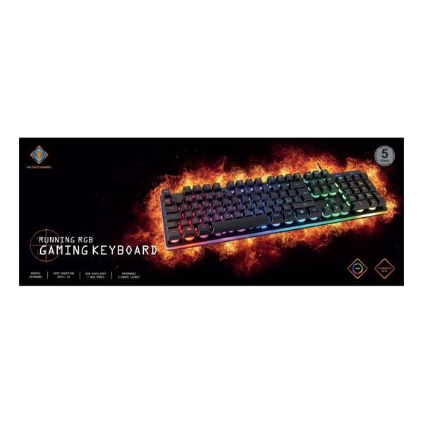 DELTACO GAMING DK220 tastatur, membranbrytere, nordisk, RGB