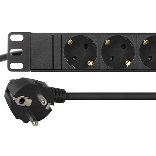 DELTACO power outlet, 9xCEE 7/4, 1xCEE 7/7, pet-protected, 3m, black