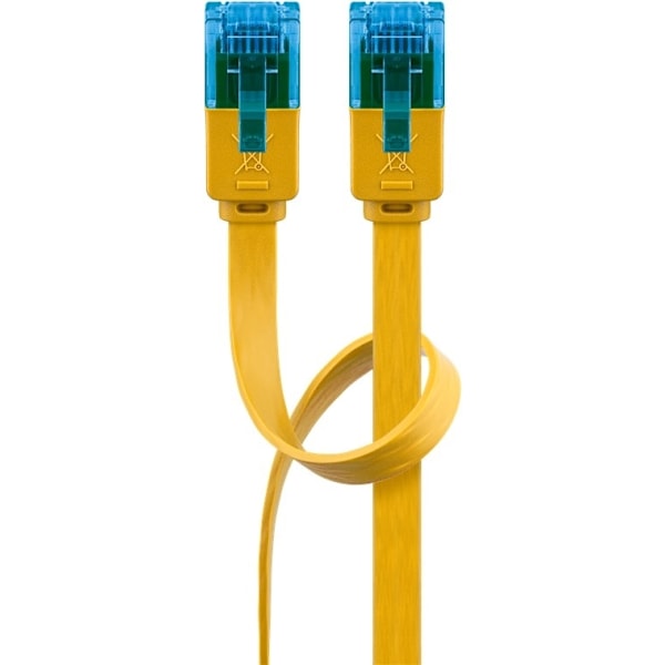 Goobay CAT 6A platt patchkabel, U/UTP, gul kopparledare (CU), 3 m