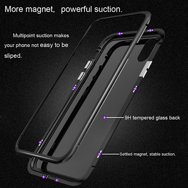 CAFELE iPhone X/XS skal i glas med magnetlås till i Silver färg Silver