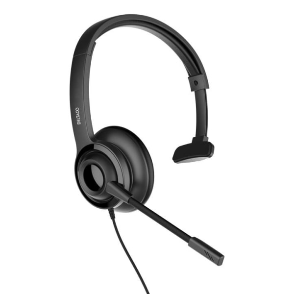 DELTACO Office USB mono headset, volymkontroll, brusreducerande mikrofon, svart