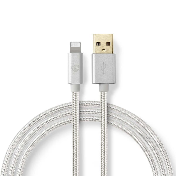 Nedis Lightning Kaapeli | USB 2.0 | Apple Lightning 8-Pin | USB-A Uros | 480 Mbps | Kullattu | 2.00 m | Pyöreä | Nailon / Punottu | Alumiini | Laatikk
