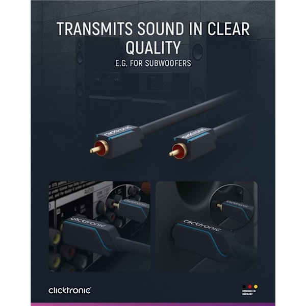 ClickTronic RCA-kaapeli, mono Premium-kaapeli | 1x cinch-pistoke  1x cin