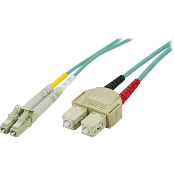Deltaco OM3 Fiber cable, LC - SC, duplex, UPC, 50/125, 2m, blue