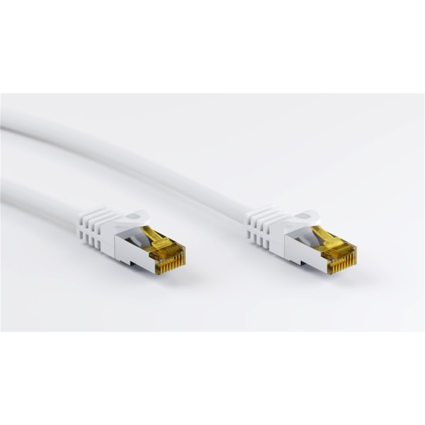 Goobay RJ45 patchkabel S/FTP (PiMF), 500 MHz, med CAT 7 råkabel, vit, 2 m LSZH halogenfri kabelhölje, koppar, RJ45-kontakt (CAT 6A)