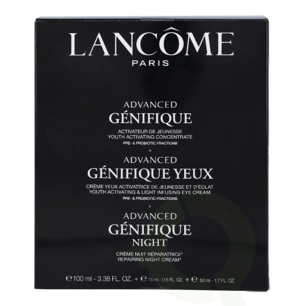Lancome Genifique Set 165 ml seerumi 100 ml/yövoide 50 ml/silmävoide