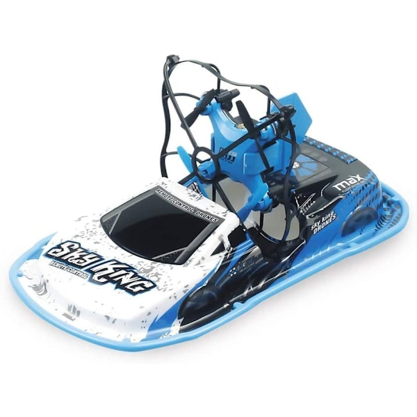 3-in-1 radio-ohjattava maastoajoneuvo 2.4 G - Drone, vene, auto 4-akselinen, sininen/harmaa