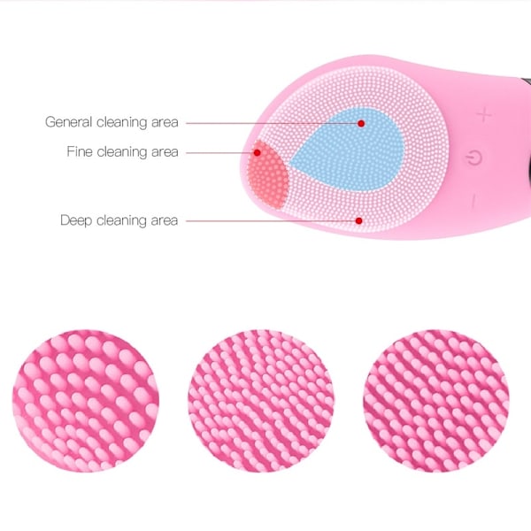 Vibrerande ansiktsrengörare i silikon, Rosa