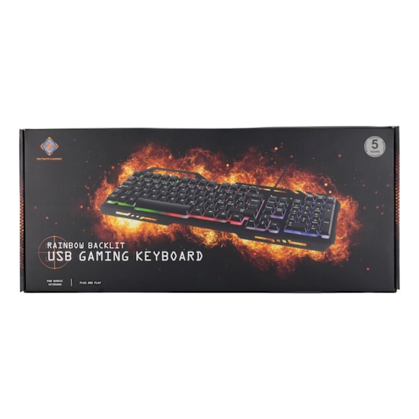 DELTACO GAMING RGB lit keyboard, metal frame, USB, black
