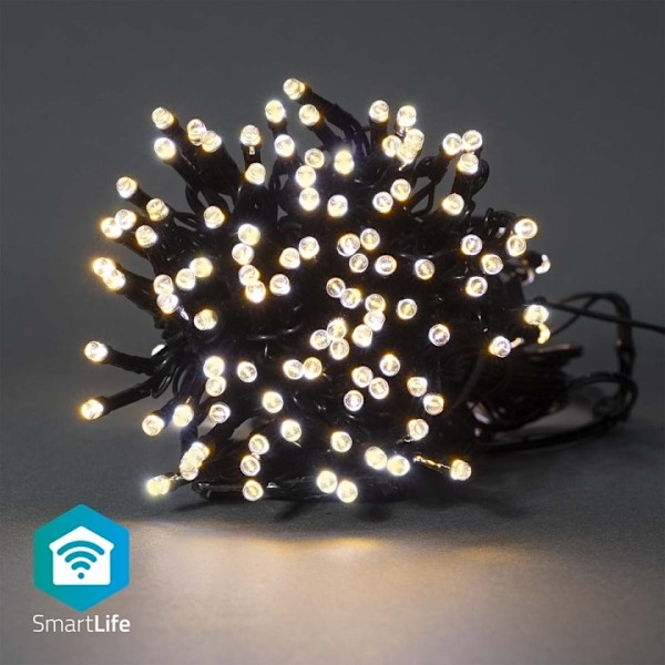 Nedis SmartLife jluelys | Snor | Wi-Fi | Varm Hvid | 100 LED's | 10.0 m | Androidâ„¢ / IOS Sort