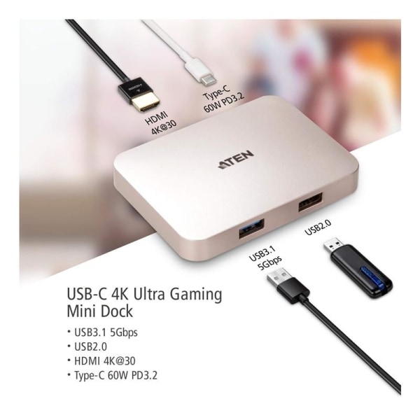 ATEN USB-C 4K Ultra Mini Dock - PD60W