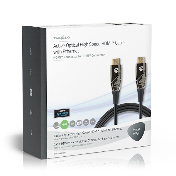 Nedis Aktiva optiska High Speed ​​HDMI kabel med Ethernet | HDMI™ Kontakt | HDMI™ Kontakt | 4K@60Hz | 18 Gbps | 20.0 m | Rund | PVC | Svart | Presentb