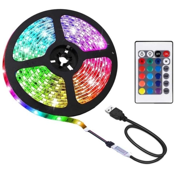 LED-strip, RGB med fjärrkontroll & USB - 3 Meter