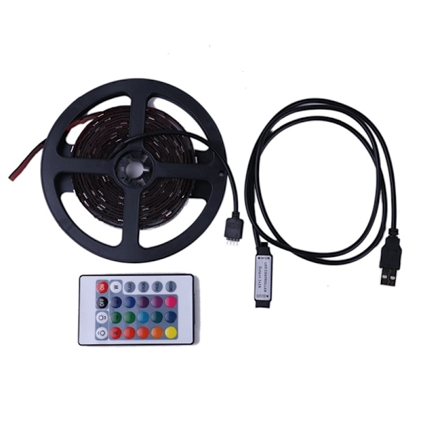 LED-strips, 2 meter, RGB med fjernbetjening, USB