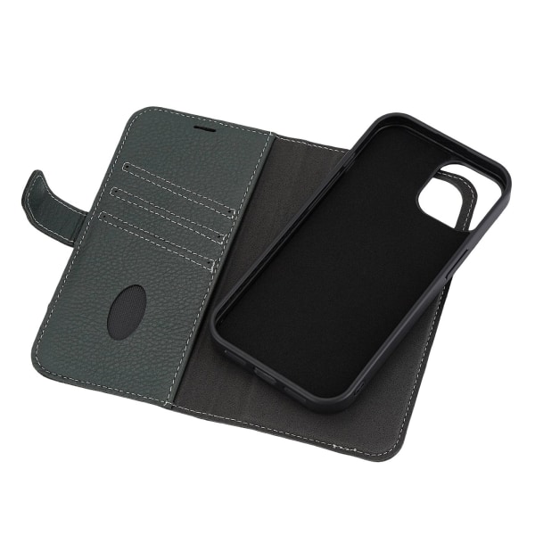 Essentials iPhone 15 leather Mag wallet, detachable, magnetic, green Grön