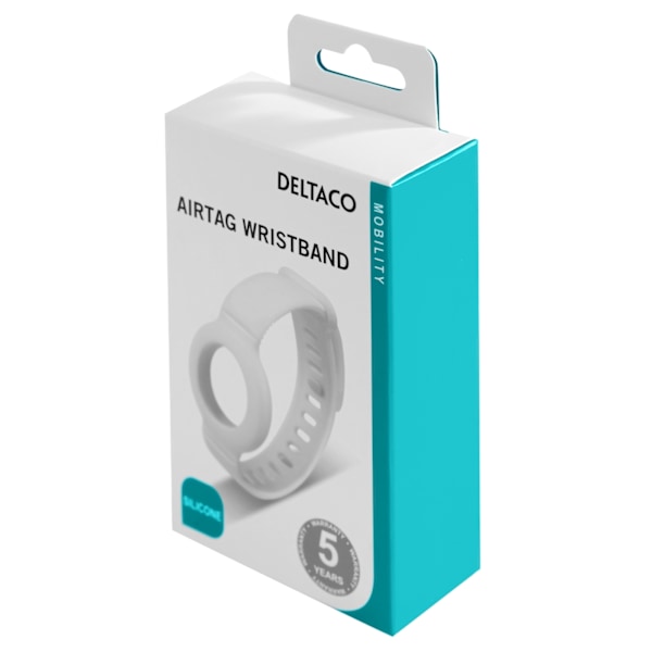 DELTACO Apple AirTag, Silikonarmband, Vit