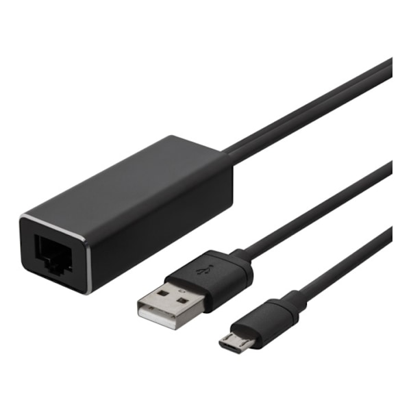 DELTACO Ethernet-adapter for ChromeCast, USB, RJ45, black