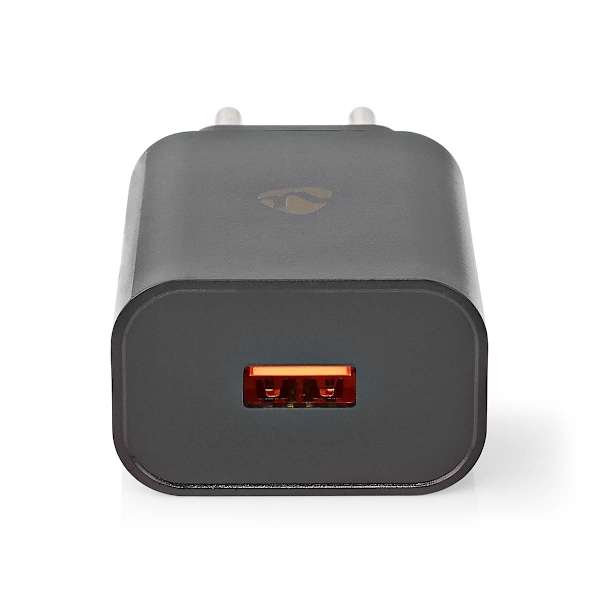 Nedis Väggladdare | 18 W | Snabbladdnings funktion | 1.5 / 2.0 / 3.0 A | Antal utgångar: 1 | USB-A | Utan kabel | Automatiskt val av Spänning | Svart