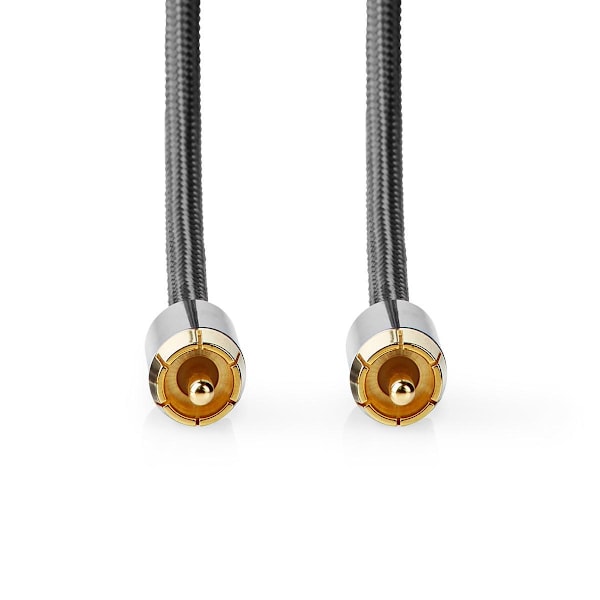 Nedis Subwoofer Kaapeli | RCA Uros | RCA Uros | Kullattu | 3.00 m | Pyöreä | 4.5 mm | Antrasiitti / Gun Metal Harmaa | Kuorilaatikko
