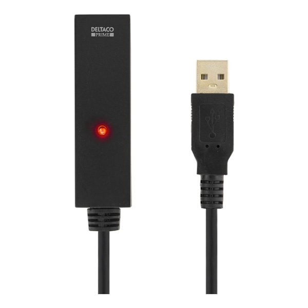 DELTACO PRIME USB 2.0 kabel Typ A hane - Typ B hane, aktiv, 10m, svart