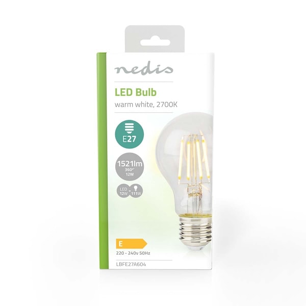 Nedis LED Glödlampa E27 | A60 | 12 W | 1521 lm | 2700 K | Varm Vit | Retrostil | 1 st