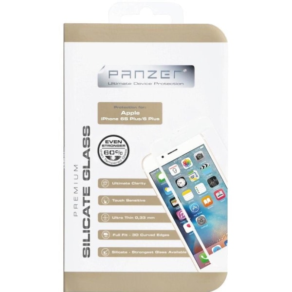 Panzer iPhone 6S/6 Plus, Curved Silicate Glass, White Vit