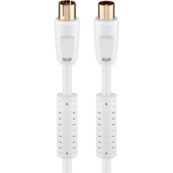 Goobay Antennkabel med ferrit (80 dB), dubbelskärmad guldpläterad, koaxial-plugg > koaxial-uttag (helt skärmad)