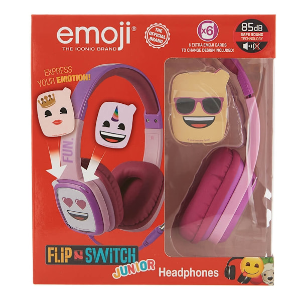 Emoji Hörlur Flip'N'Switch Junior On-Ear Trådad Rosa 80dB Rosa