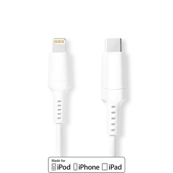 Nedis Lightning Kaapeli | USB 2.0 | Apple Lightning 8-Pin | USB-C™ Uros | 480 Mbps | Niklattu | 2.00 m | Pyöreä | PVC | Valkoinen | Laatikko