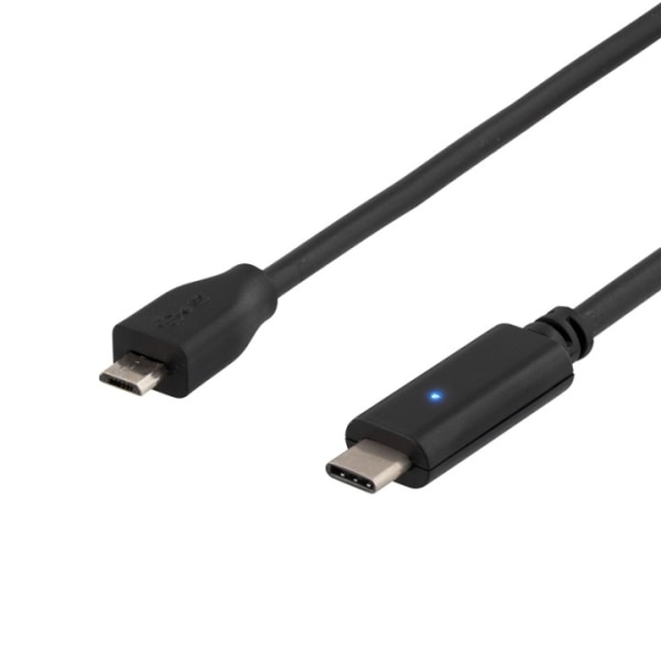 DELTACO USB 2.0 kabel, Typ C - Typ Micro B ha, 0.5m, svart