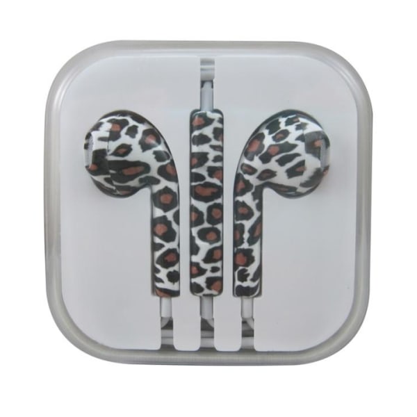 In-ear headset med fjärrkontroll och mic, Glansig leopard