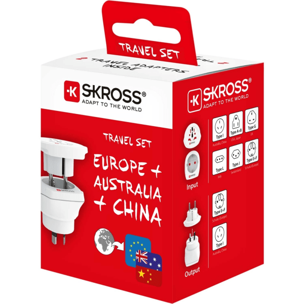 SKROSS Elektrisk Adapter Combo World -> Australien/Kina