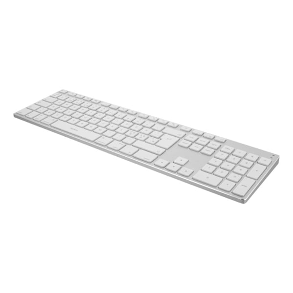 DELTACO fullsize bluetooth keyboard, aluminium, rechargeable battery, Silver, Vit