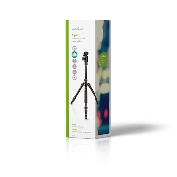 Nedis Stativ | Maximal lastkapacitet: 3.0 kg | Minsta arbetshöjd: 17.5 cm | Maximal arbetshöjd: 145.0 cm | 3 Segment | Bollhuvud | Resväska ingår | Vä