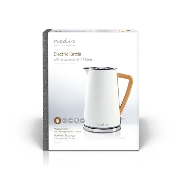 Nedis Elkedel | 1.7 l | Soft-Touch | Hvid | Drejelig 360 grader | Skjult varmeelement | Strix®-controller | Beskyttelse mod kogetørring