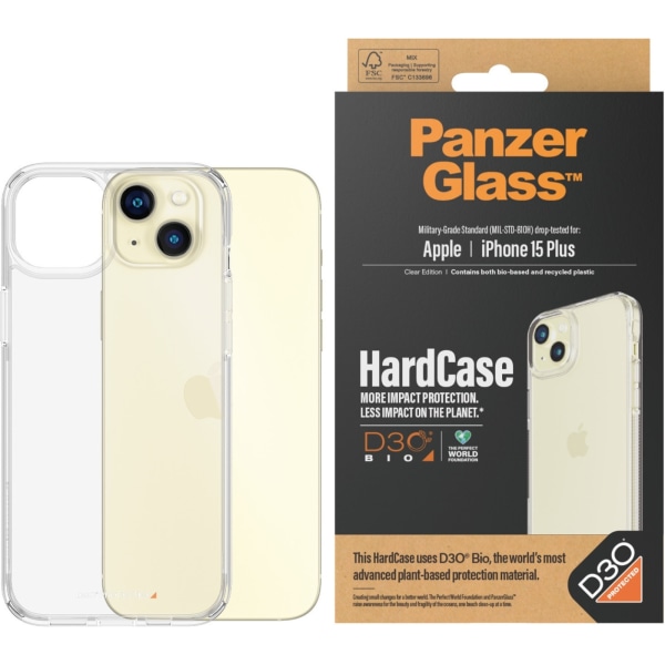 PanzerGlass HardCase with D3O -suojakotelo, iPhone 15 Plus Transparent
