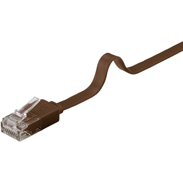 Goobay CAT 6 platt patchkabel, U/UTP, mörkbrun kopparledare (CU), 0.5 m