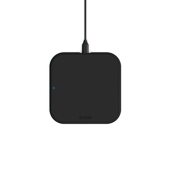 ZENS Essential Single Lader Qi 10W Sort 5mm Slim (Apple + Samsung QC)