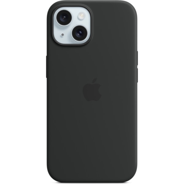 Apple iPhone 15 silikonikotelo MagSafella, musta Svart