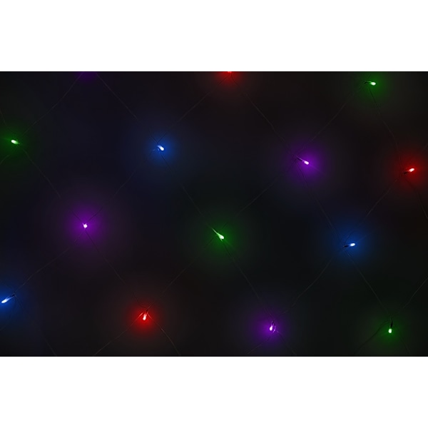 Net lyskæde, udendørs, 120 x 150 cm, 45 LED, adapter, Multi farvet