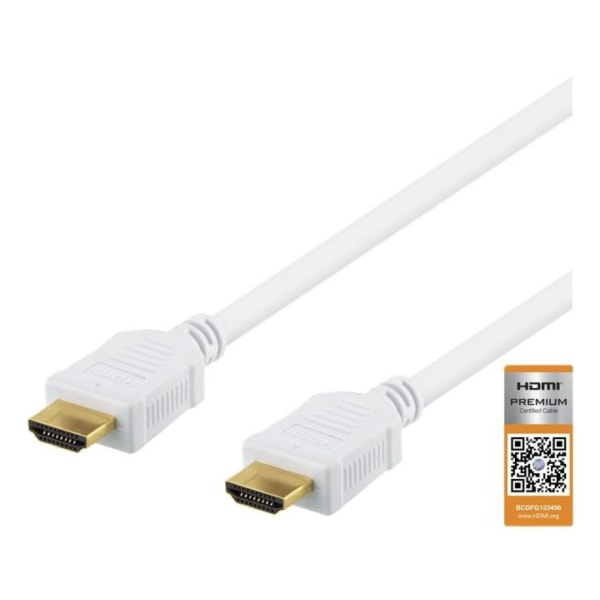DELTACO High-Speed Premium HDMI-kabel, 3m, Ethernet, 4K UHD, vit