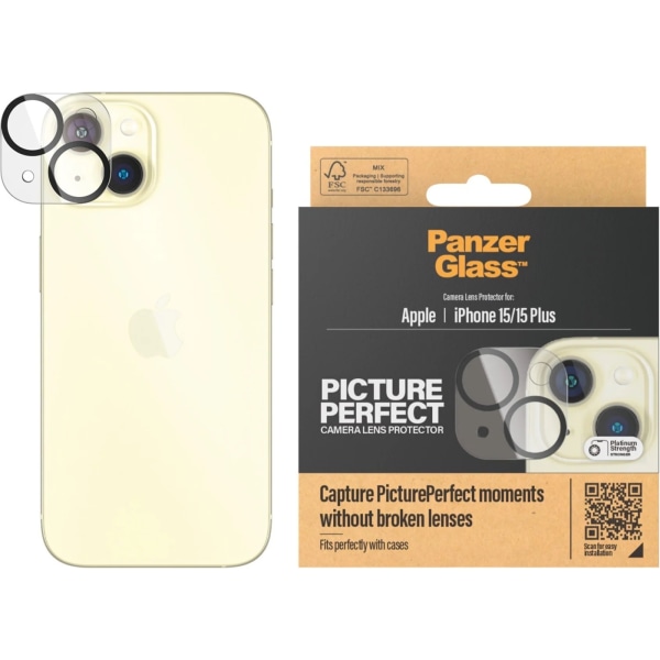 PanzerGlass PicturePerfect kamera linsecover, iPhone 15 / 15 P Transparent