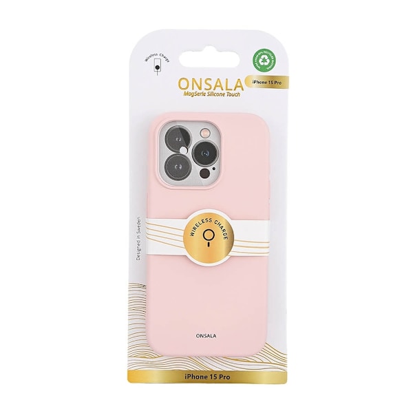 Onsala Mobilcover Silikonefølelse MagSeries Rosa - iPhone 15 Pro Rosa